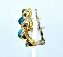 Paire De Boucles D’oreilles En Or Jaune Et Or Blanc 18 Carats En Topazes Cabochons -Castafiore Boutique mc M6esJrtzR