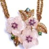Collier En Or 18 Carats Orné De 3 Fleurs En Quartz Et Feuilles En Diamants -Castafiore Boutique mc Nq8QJmKapg