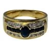 Bague Bandeau En Or Jaune Sertie De Diamants Et De Saphirs