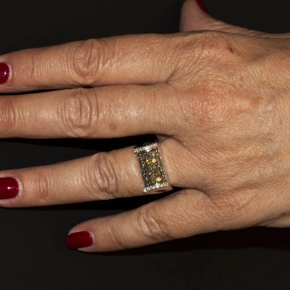 Bague En Or Blanc Et Diamants Champagne D'occasion 7 Bague En Or Blanc Et Diamants Champagne D'occasion – Image 7