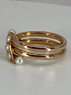 Bague En Or 18 Carats à Double Anneaux Tubulaires Sertis De 5 Perles, Vers 1900 -Castafiore Boutique mc PJOg5ayjXG