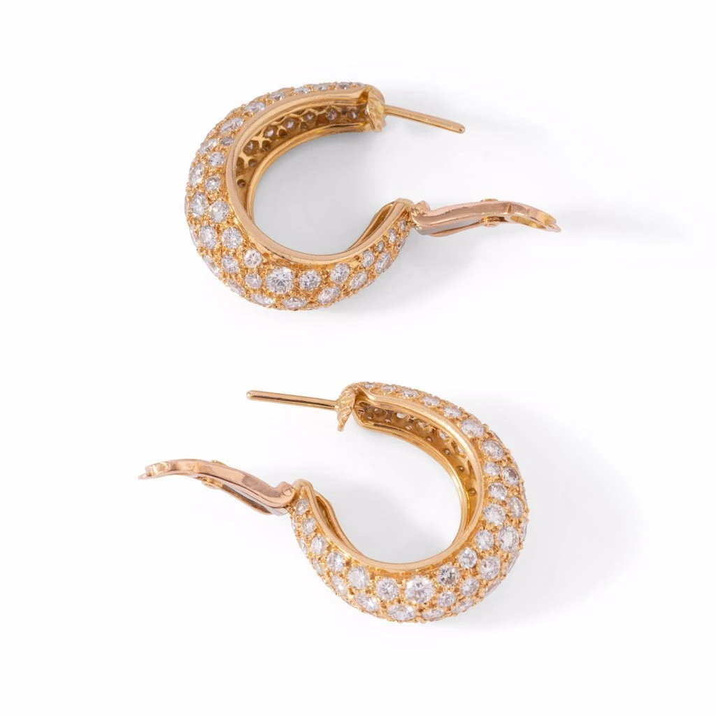 Boucle D'oreilles Créoles En Or Jaune Et Diamants 3 Boucle D'oreilles Créoles En Or Jaune Et Diamants – Image 3