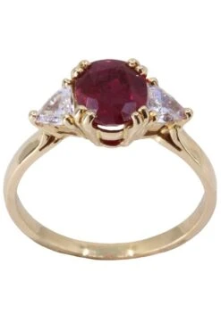 Bague En Or Jaune Rubis Et Diamants