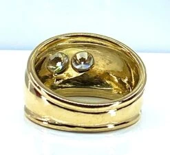 Bague Jonc/ Bandeau En Or Jaune 18 Carats Ornée De 2 Diamants -Castafiore Boutique mc SLBaQSRmz