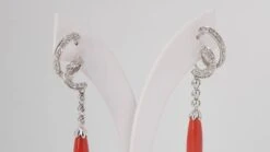 Pendants D'oreilles En Or Blanc, Diamants Et Corail -Castafiore Boutique mc SaoU4RwlN