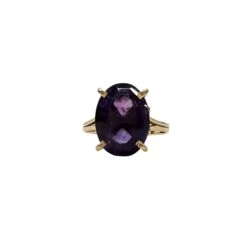 Bague En Or Jaune 18 Carats Et Amethyste 9 Carats - Taille EU61