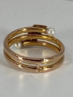 Bague En Or 18 Carats à Double Anneaux Tubulaires Sertis De 5 Perles, Vers 1900 -Castafiore Boutique mc WzW4LfdQ8