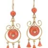 Boucles D'oreilles Pendantes Corail En Or Jaune -Castafiore Boutique mc XGtMyBmDU