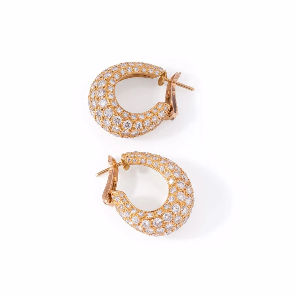 Boucle D'oreilles Créoles En Or Jaune Et Diamants 4 Boucle D'oreilles Créoles En Or Jaune Et Diamants – Image 4