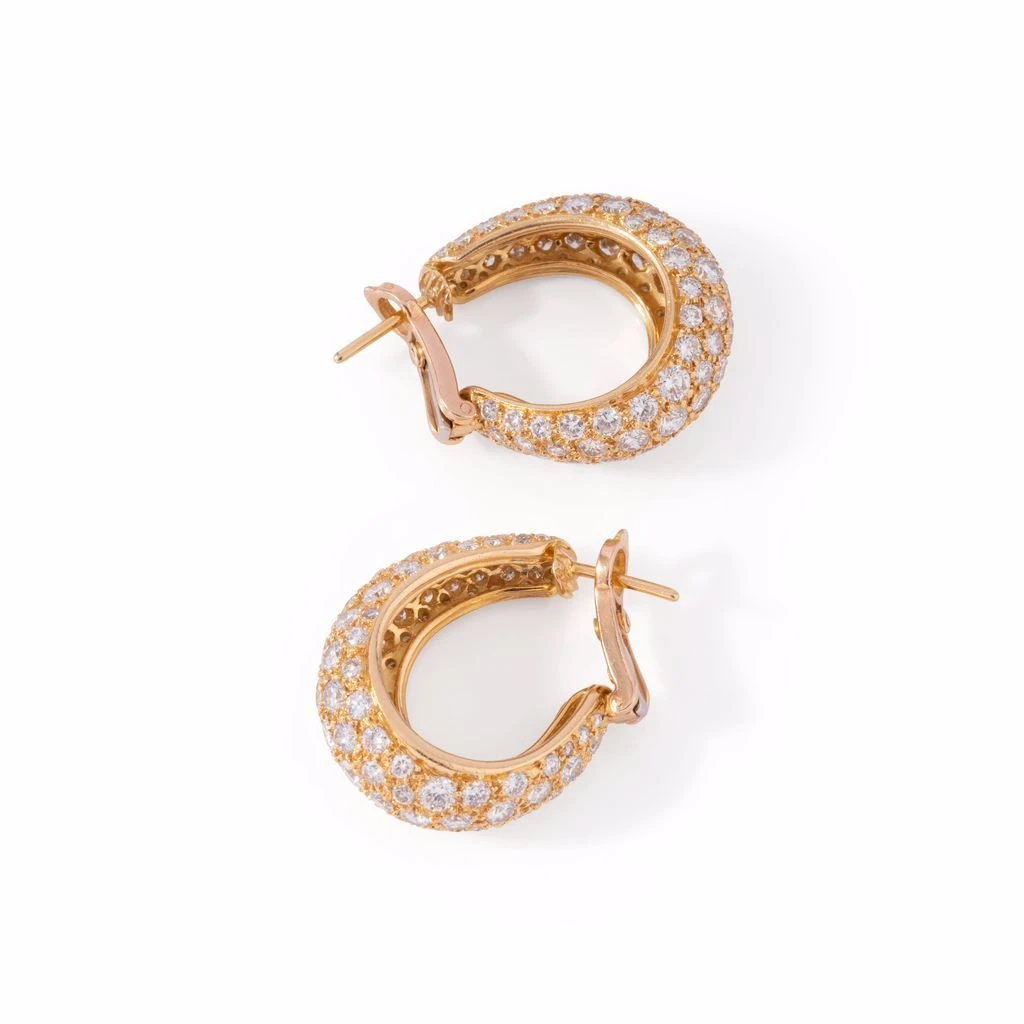 Boucle D'oreilles Créoles En Or Jaune Et Diamants 2 Boucle D'oreilles Créoles En Or Jaune Et Diamants – Image 2