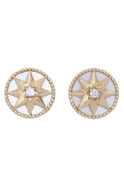 Boucles D'oreilles DIOR "Rose Des Vents" En Or Jaune Et Diamants