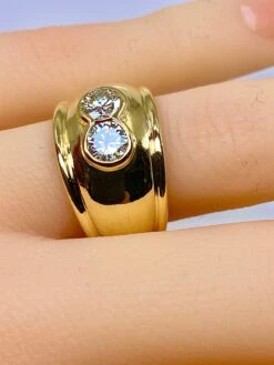 Bague Jonc/ Bandeau En Or Jaune 18 Carats Ornée De 2 Diamants -Castafiore Boutique mc OPbLjjJDo