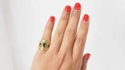 Bague En Or Jaune Rubis Et Pierre Verte -Castafiore Boutique mc VY6aDgdG