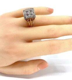 Bague En Or Jaune Et Or Blanc Pavée De Diamants -Castafiore Boutique mc yhAT10rw