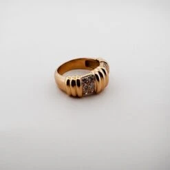 Bague Bandeau à Godrons En Or Jaune Et Diamants -Castafiore Boutique mc bsf5X02HU