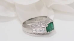 Bague Jonc En Or Blanc émeraude Et Diamants -Castafiore Boutique mc cxnsbPq4k