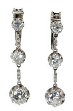 Boucles D'oreilles Art-déco Diamants En Or Blanc