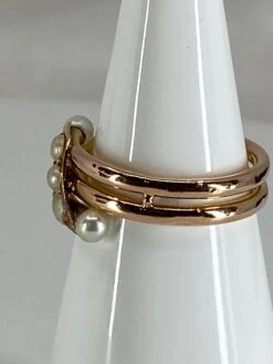 Bague En Or 18 Carats à Double Anneaux Tubulaires Sertis De 5 Perles, Vers 1900 -Castafiore Boutique mc drvE2ve6g