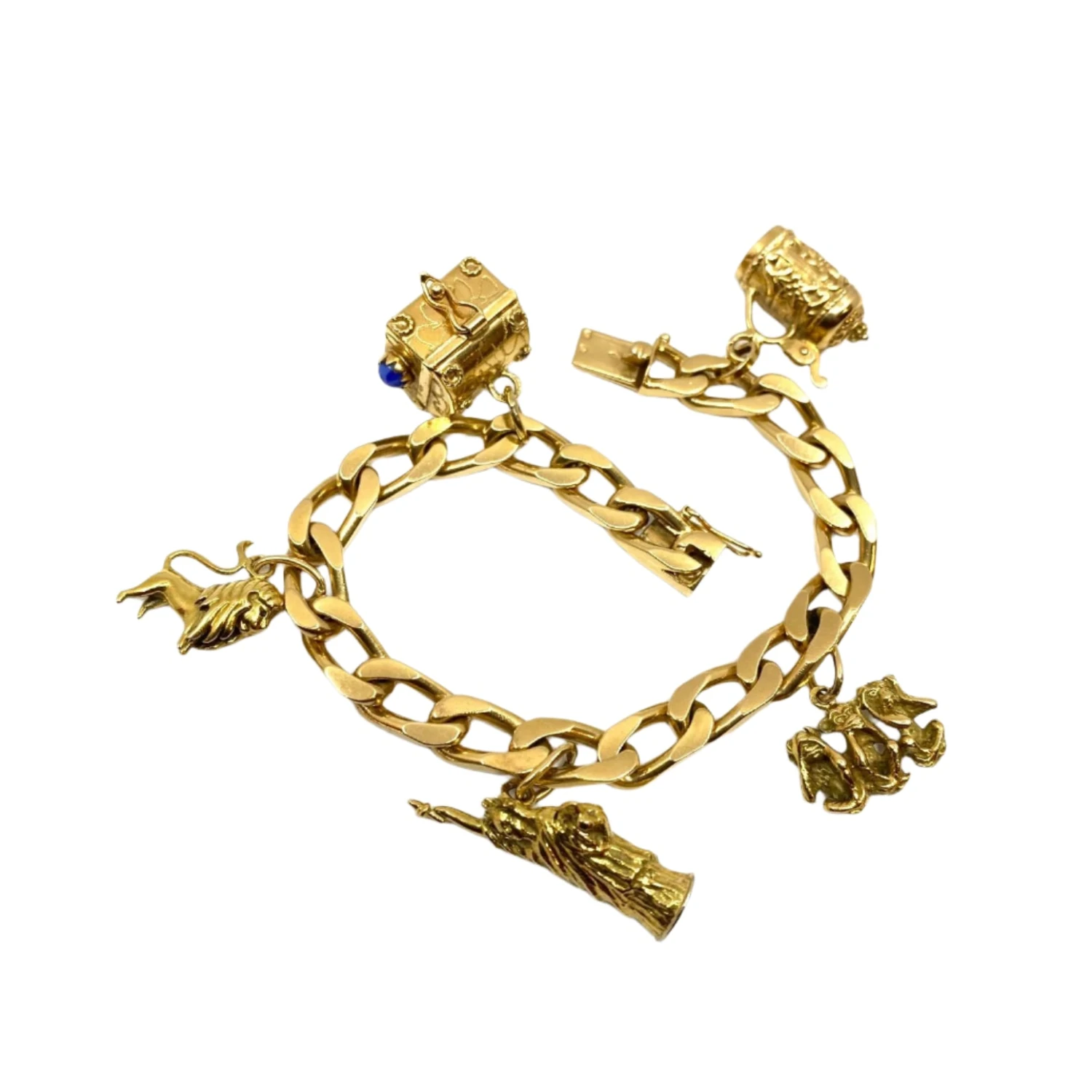 Bracelet Gourmette à Breloques En Or Jaune 1 Bracelet Gourmette à Breloques En Or Jaune