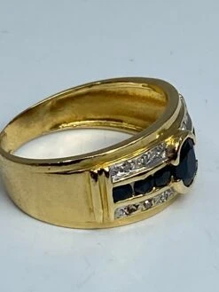 Bague Bandeau En Or Jaune Sertie De Diamants Et De Saphirs -Castafiore Boutique mc fdMqUv1vl