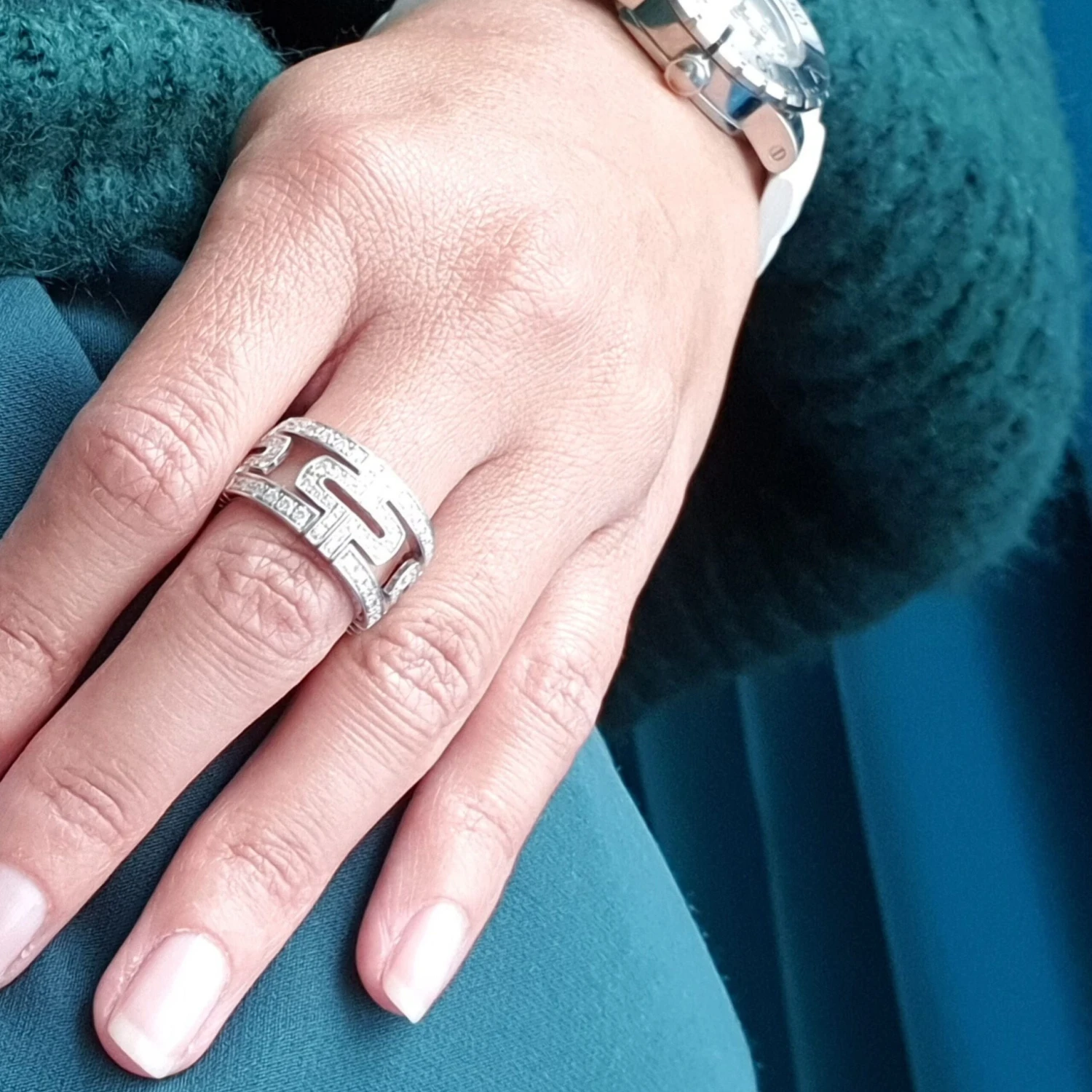 Bague Bvlgari Parentesi EU54 - Or Blanc Et Diamants 2 Bague Bvlgari Parentesi EU54 - Or Blanc Et Diamants – Image 2