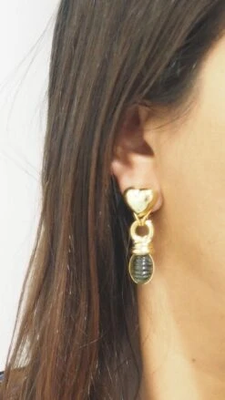 Boucles D'oreilles En Or Jaune Et Tourmalines -Castafiore Boutique mc j5BS twJR