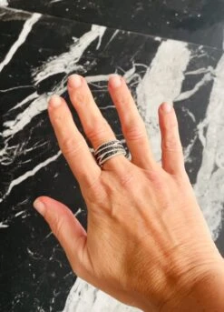 Bague Bandeau Diamants Blancs Et Noirs -Castafiore Boutique mc j87fGDIC6