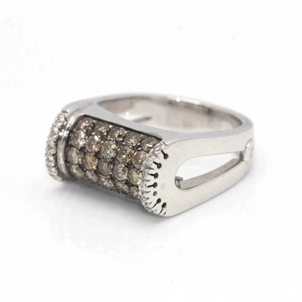 Bague En Or Blanc Et Diamants Champagne D'occasion 1 Bague En Or Blanc Et Diamants Champagne D'occasion