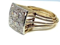 Bague En Or Jaune Et Or Blanc Pavée De Diamants -Castafiore Boutique mc ngHjCBRcW