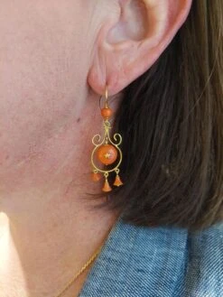 Boucles D'oreilles Pendantes Corail En Or Jaune -Castafiore Boutique mc q7HxtrfGU