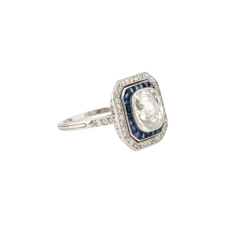 Bague Art Déco En Platine, Saphirs Et Diamants 3 Bague Art Déco En Platine, Saphirs Et Diamants – Image 3