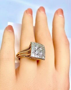 Bague En Or Jaune Et Or Blanc Pavée De Diamants -Castafiore Boutique mc xXan7jQLm