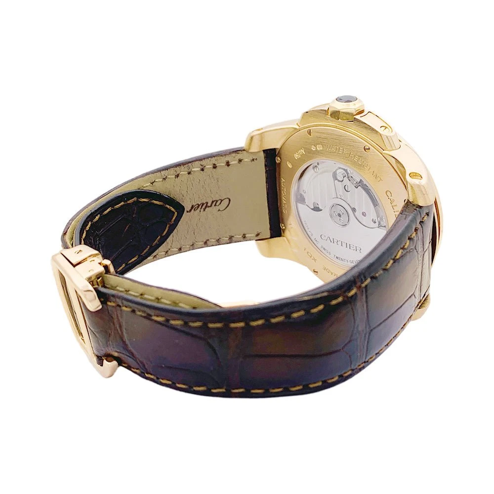 Miller Montre CARTIER "Calibre De Cartier" En Or Rose Et Cuir 3 Miller Montre CARTIER "Calibre De Cartier" En Or Rose Et Cuir – Image 3