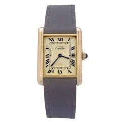 Miller Montre CARTIER "Must De Cartier" Plaqué Or Et Argent Et Cuir