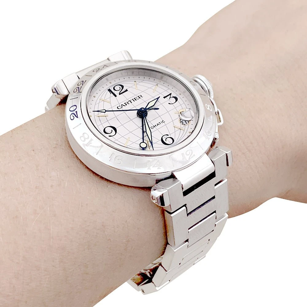 Miller Montre CARTIER "Pasha GMT" En Acier 3 Miller Montre CARTIER "Pasha GMT" En Acier – Image 3