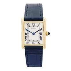 Miller Montre CARTIER "Tank Louis Cartier Extra Plate", Or Jaune Et Cuir