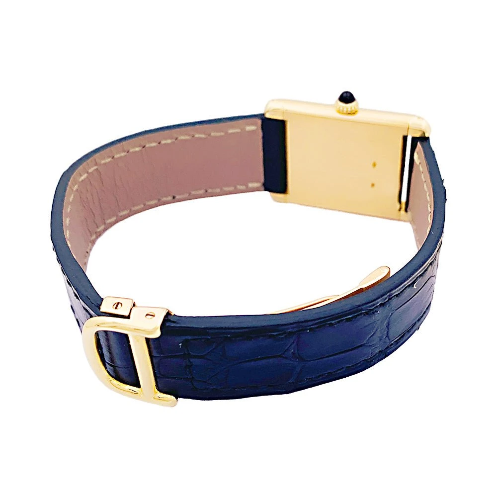 Miller Montre CARTIER "Tank Louis Cartier Extra Plate", Or Jaune Et Cuir 4 Miller Montre CARTIER "Tank Louis Cartier Extra Plate", Or Jaune Et Cuir – Image 4