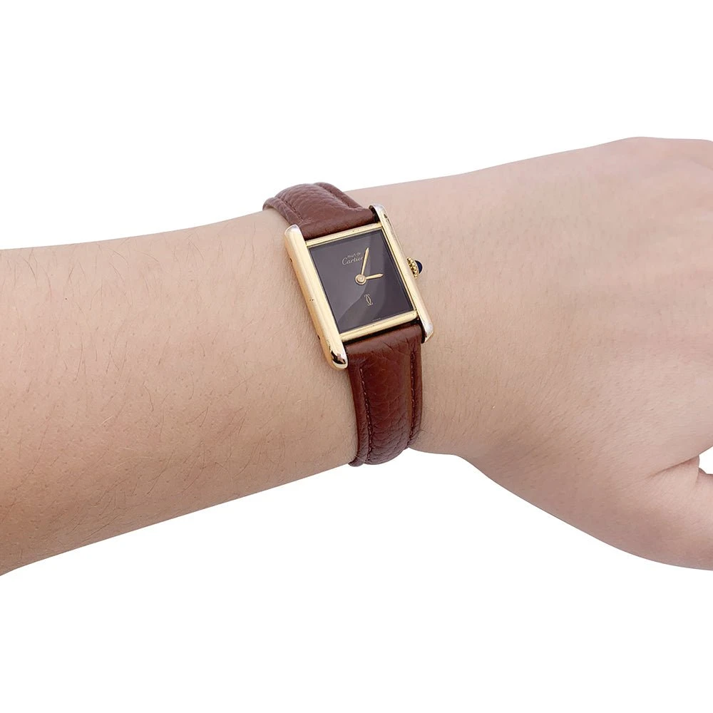 Miller Montre CARTIER "Tank Must" Argent Plaqué Or, Cadran Laqué Marron 2 Miller Montre CARTIER "Tank Must" Argent Plaqué Or, Cadran Laqué Marron – Image 2