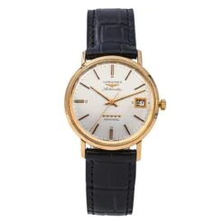Montre LONGINES "Admiral" En Or Jaune, Argent Et Cuir