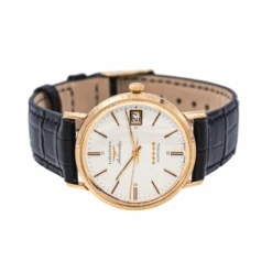 Montre LONGINES "Admiral" En Or Jaune, Argent Et Cuir -Castafiore Boutique montre longines admiral en or jaune argent et cuir 391149