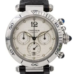 Montre Mécanique CARTIER "Pasha 2113" En Acier Et Cuir -Castafiore Boutique montre mecanique cartier pasha 2113 en acier et cuir 111691