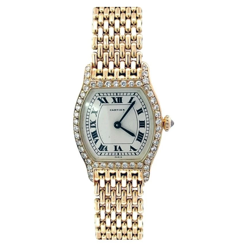 Montre Mécanique CARTIER "Tortue" En Or Jaune Et Diamants 1 Montre Mécanique CARTIER "Tortue" En Or Jaune Et Diamants