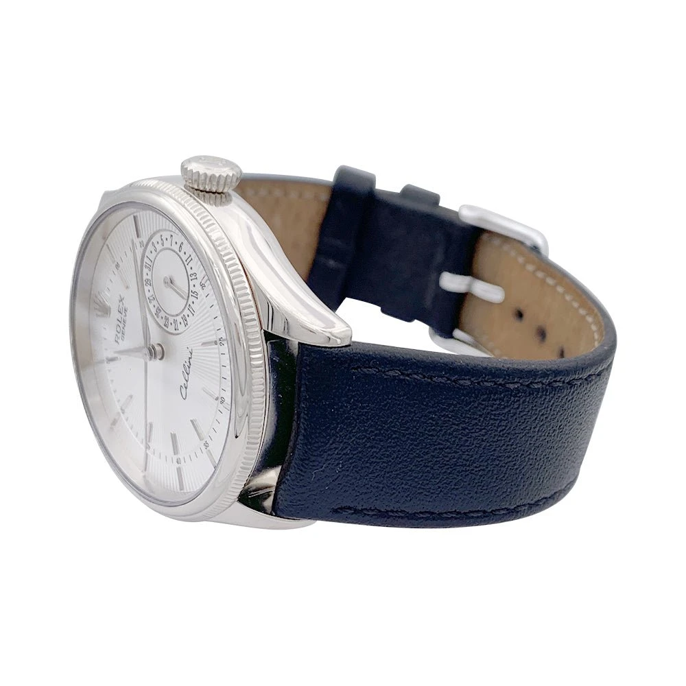 Miller Montre Rolex, "Cellini Date", Or Blanc Et Cuir 2 Miller Montre Rolex, "Cellini Date", Or Blanc Et Cuir – Image 2