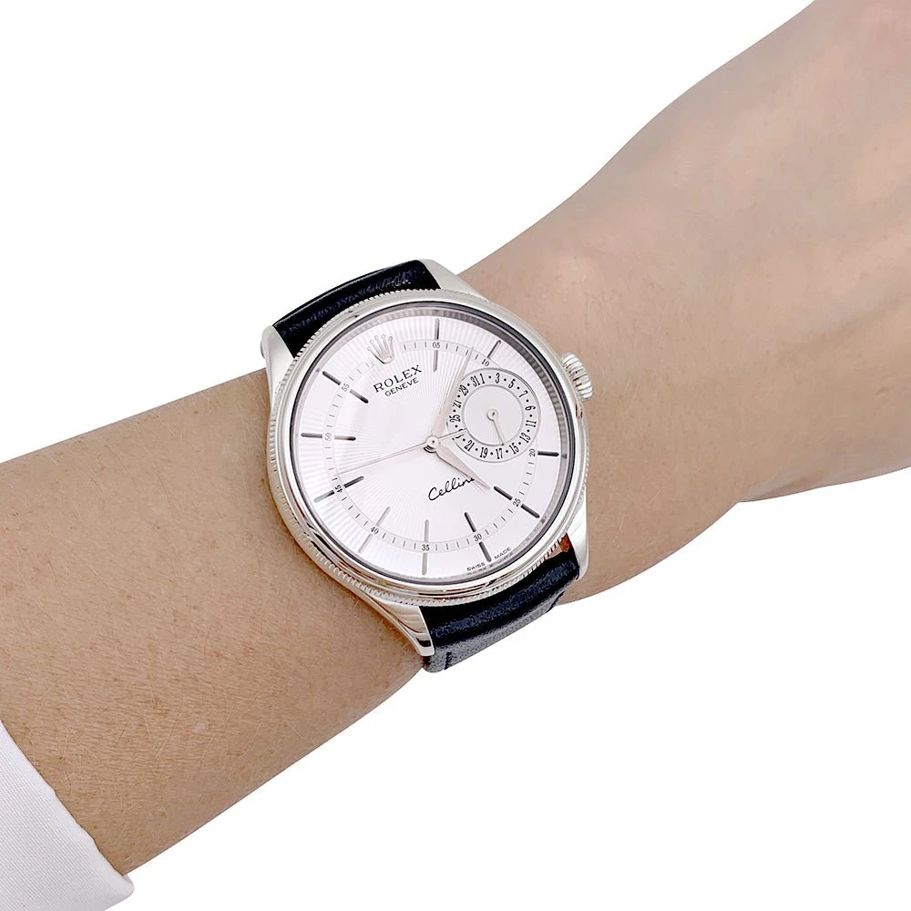 Miller Montre Rolex, "Cellini Date", Or Blanc Et Cuir 7 Miller Montre Rolex, "Cellini Date", Or Blanc Et Cuir – Image 7