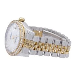 Miller Montre ROLEX "Oyster Perpetual Datejust"en Or Jaune, Acier, Nacre Et Diamants -Castafiore Boutique montre rolex oyster perpetual datejusten or jaune acier nacre et diamants 589703