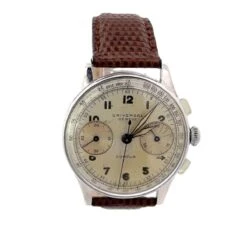 Montre UNIVERSAL GENÈVE "Compure" En Acier Et Cuir