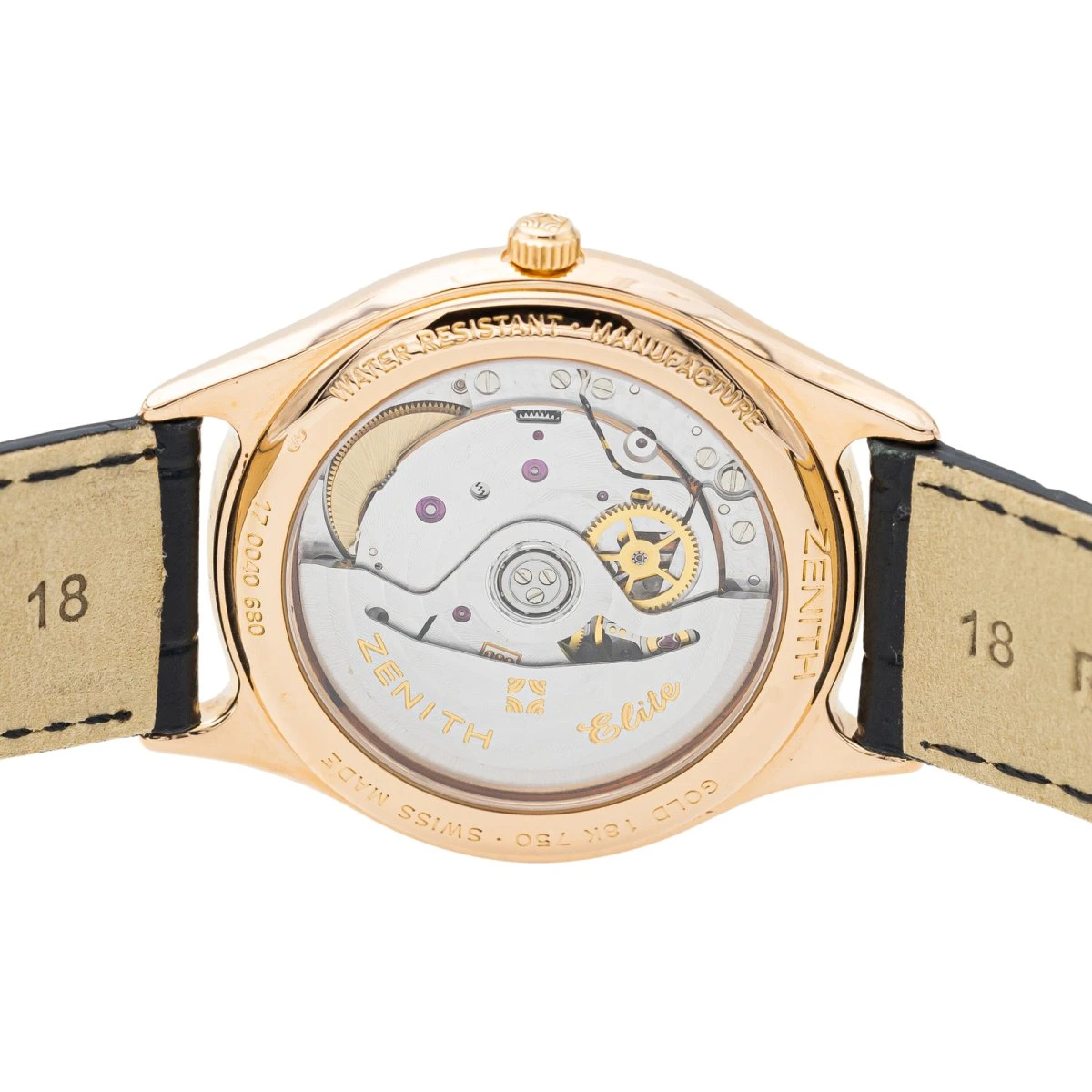 Montre Zenith "Elite" En Or Rose, Or Jaune, Argent Et Cuir 6 Montre Zenith "Elite" En Or Rose, Or Jaune, Argent Et Cuir – Image 6