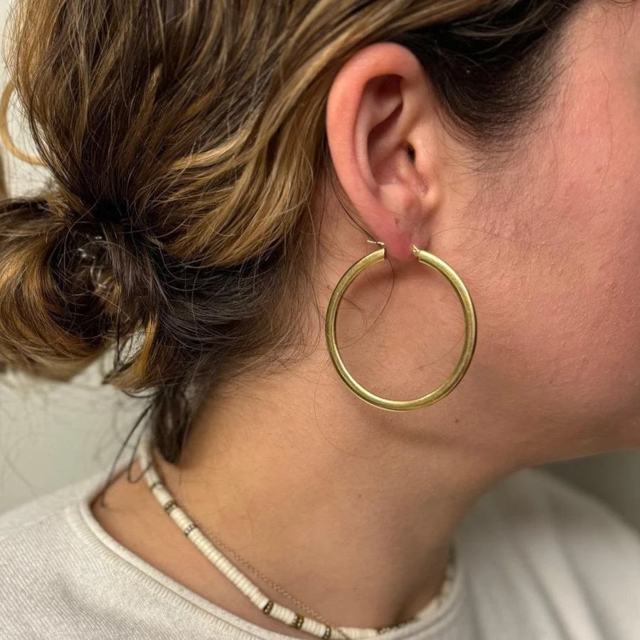 Boucles D'oreilles Créoles En Or Jaune 18 Carats 2 Boucles D'oreilles Créoles En Or Jaune 18 Carats – Image 2