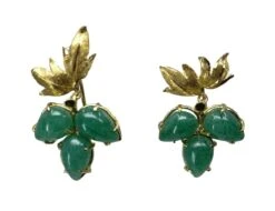 Paire De Boucles D’oreille En Or Jaune Et Aventurines -Castafiore Boutique paire de boucles doreille en or jaune et aventurines 231690