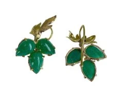 Paire De Boucles D’oreille En Or Jaune Et Aventurines -Castafiore Boutique paire de boucles doreille en or jaune et aventurines 650504